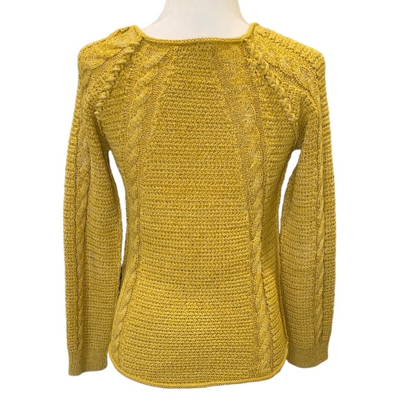 Comptoir Des Cotonnier Yellow Metallic Silver Cable Knit Sweater - S - Picture 5 of 11